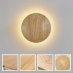 Runde LED-Wandleuchte aus Holz