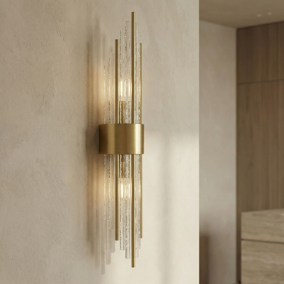 Goldfarbene Wandleuchte mit modernem Design