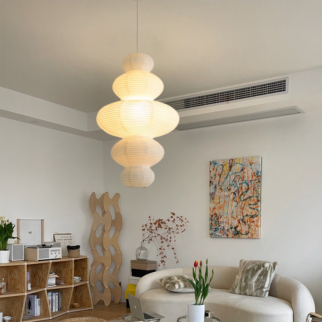 Runde Reispapier-Hängelampe 40 Cm – Minimalistischer Lampenschirm Für Wohnzimmer, Schlafzimmer, Hochzeit & Café