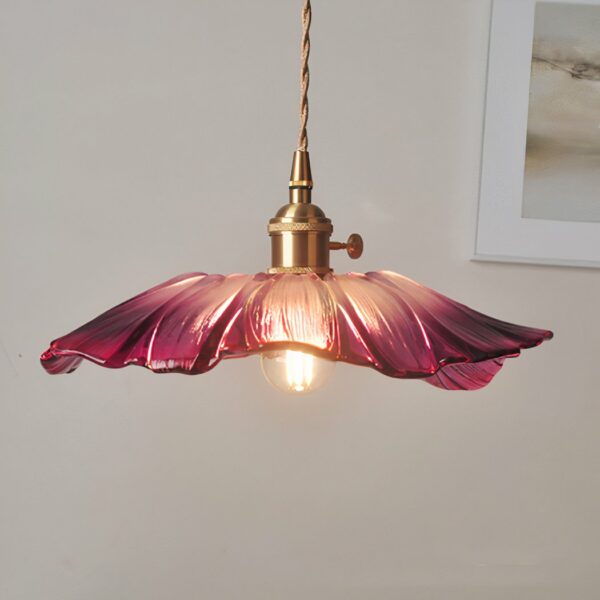 Hängeleuchte Blume aus rosa Glas
