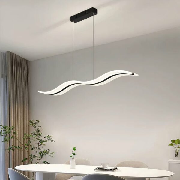 LED-Hängeleuchte für Esszimmer im nordischen Design auf grauem Hintergrund