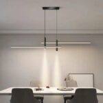Multiple LED-Pendelleuchte mit modernem minimalistischem Design über einem Esstisch