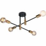 Retro- und industrieller LED-Kronleuchter aus Schmiedeeisen mit weißem Hintergrund
