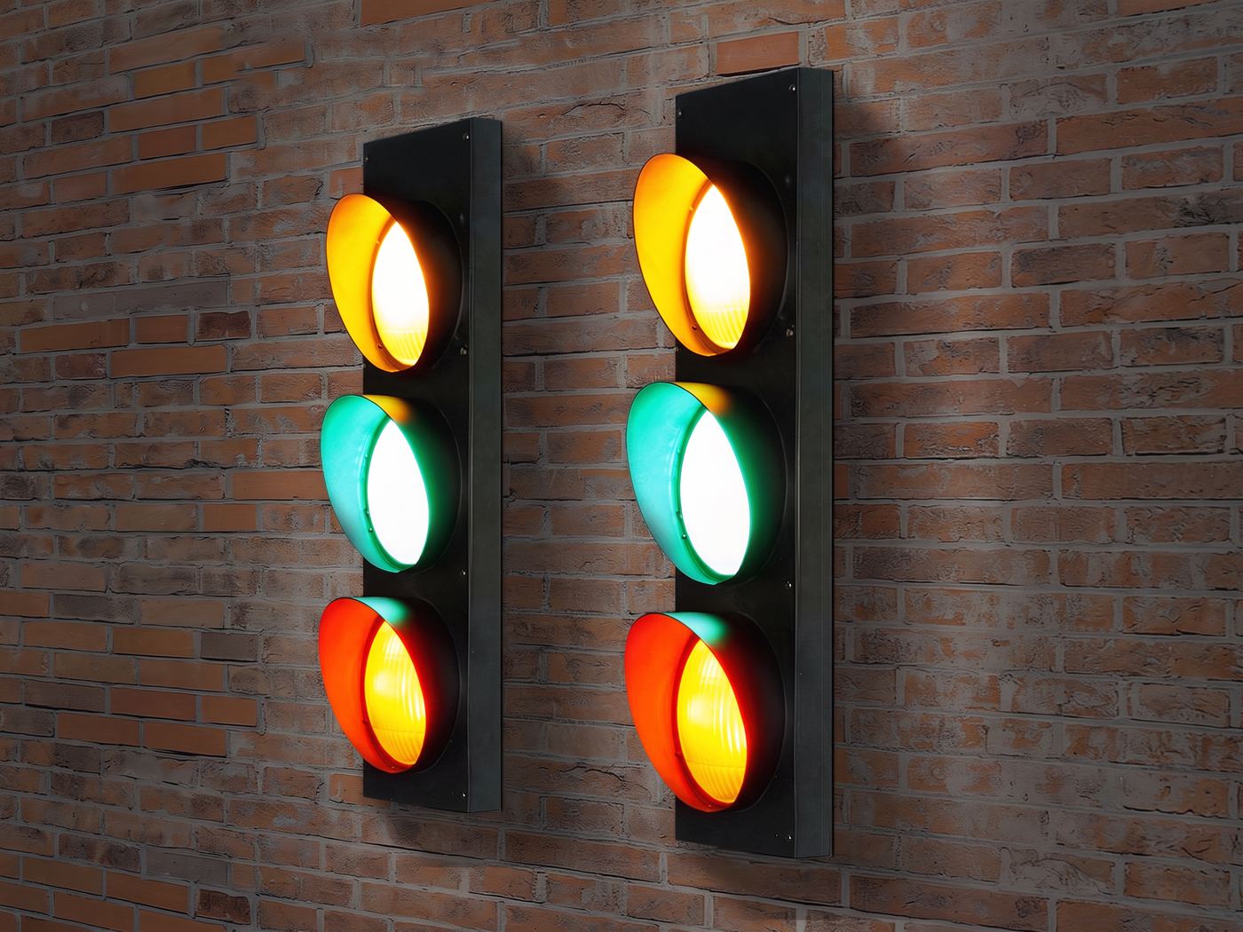 Vintage LED-Wandleuchte im Ampel-Stil, Hauptansicht