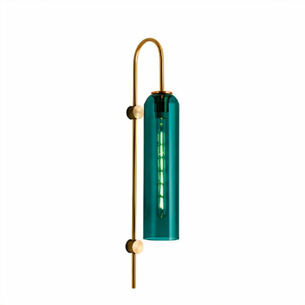 Wandleuchte aus blauem Glas mit goldener Befestigung