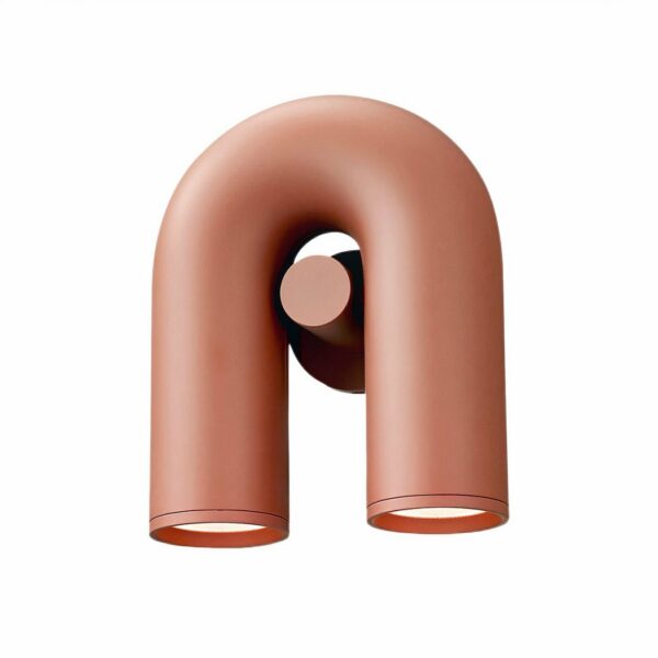 Terracotta-Wandleuchte mit Leseleuchte, umgekehrt U-förmig