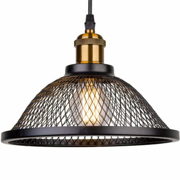 Kronleuchter LED suspendu noir en fer de style vintage sur fond blanc