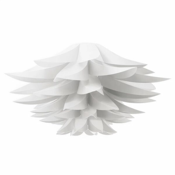 Kronleuchter suspendu blanc au style origami. Avec. Sur un fond blanc.