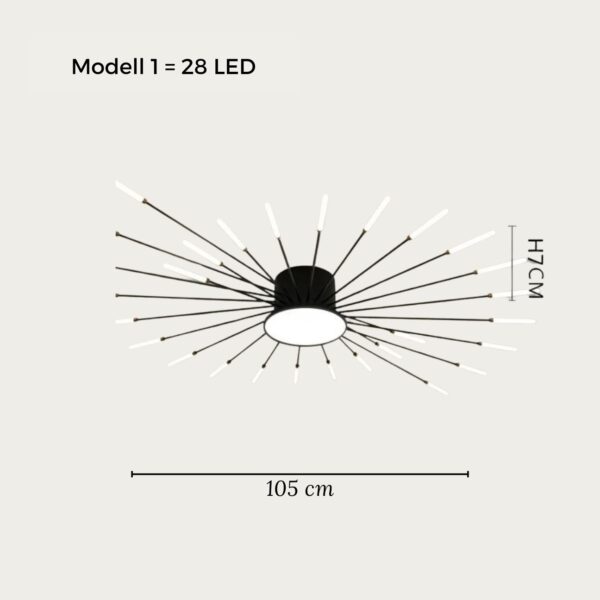 Moderne LED-Deckenleuchte aus Metall im Feuerwerk-Design