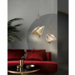 Goldene, transparente Hängeleuchte in Schmetterlingsform — Rückseite