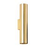Design-Wandleuchte aus glänzendem goldenem Metall in Röhrenform