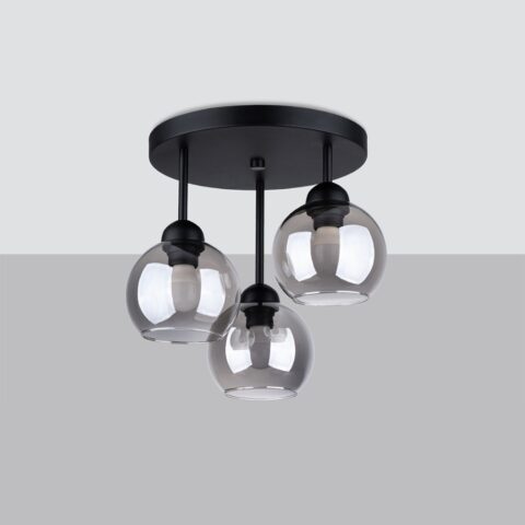 Moderne Deckenleuchte in Schwarz und Rauchglas
