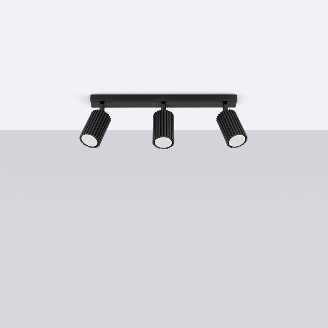 Design-Deckenkronleuchter mit Rillen und 3 verstellbaren Spots