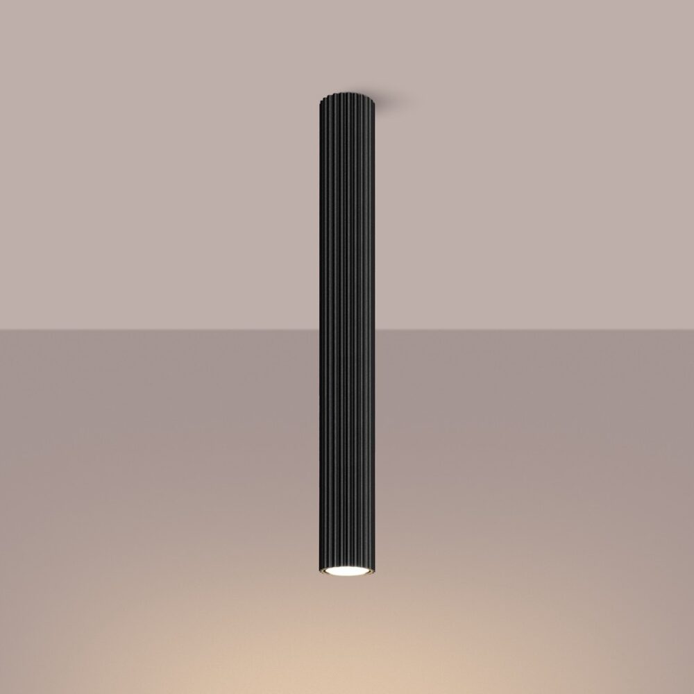 Minimalistischer, röhrenförmiger Deckenleuchter aus schwarzem Aluminium