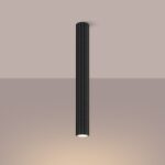 Minimalistischer, röhrenförmiger Deckenleuchter aus schwarzem Aluminium