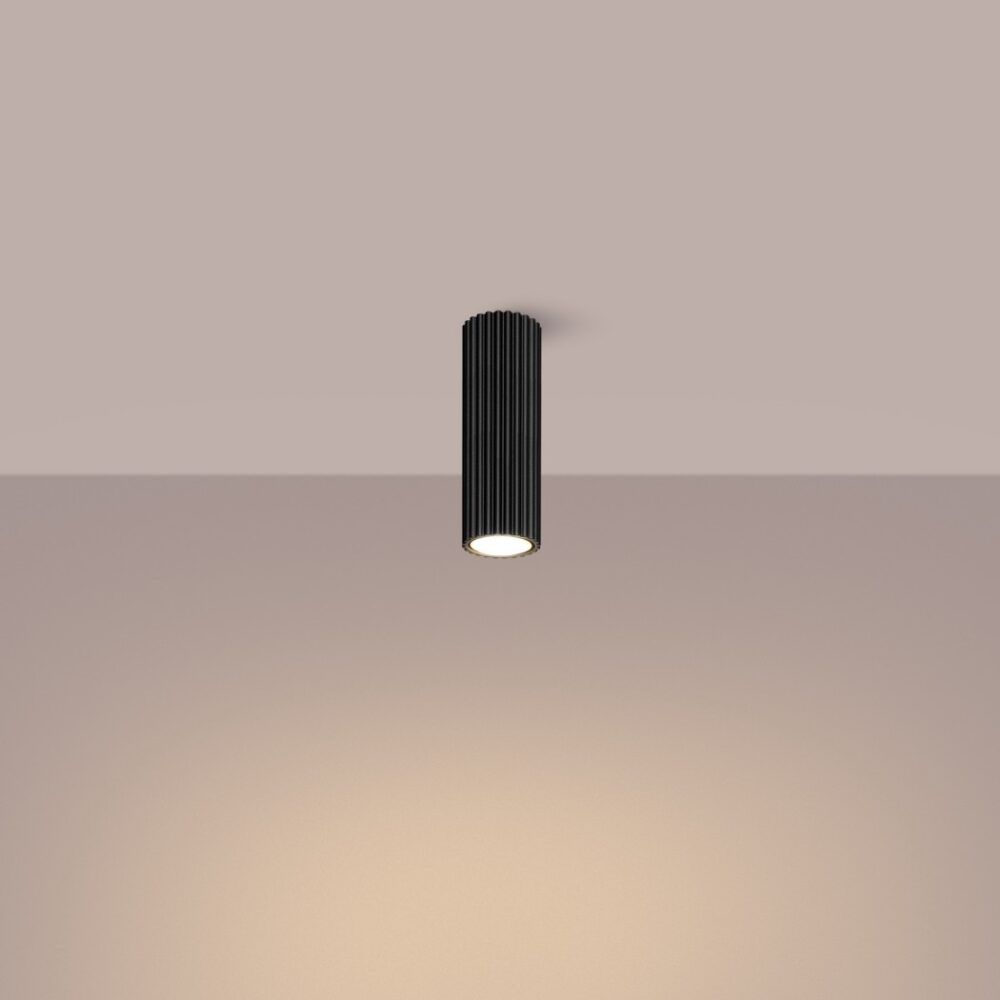 Minimalistischer, röhrenförmiger Deckenleuchter aus schwarzem Aluminium