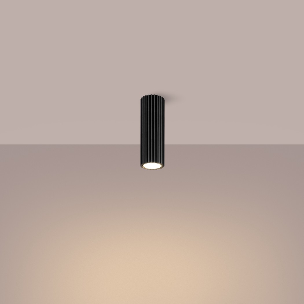 Minimalistischer, röhrenförmiger Deckenleuchter aus schwarzem Aluminium