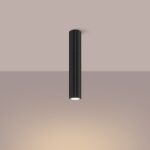 Minimalistischer, röhrenförmiger Deckenleuchter aus schwarzem Aluminium
