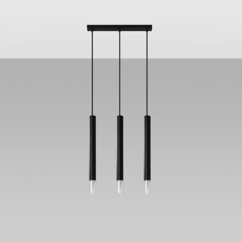 Minimalistische Hängeleuchte mit 3 Lampenschirmen aus Stahl und Glas