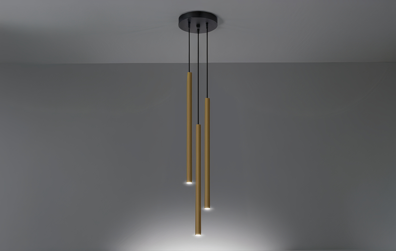Pendelleuchte 3-flammig mit goldenen Armen