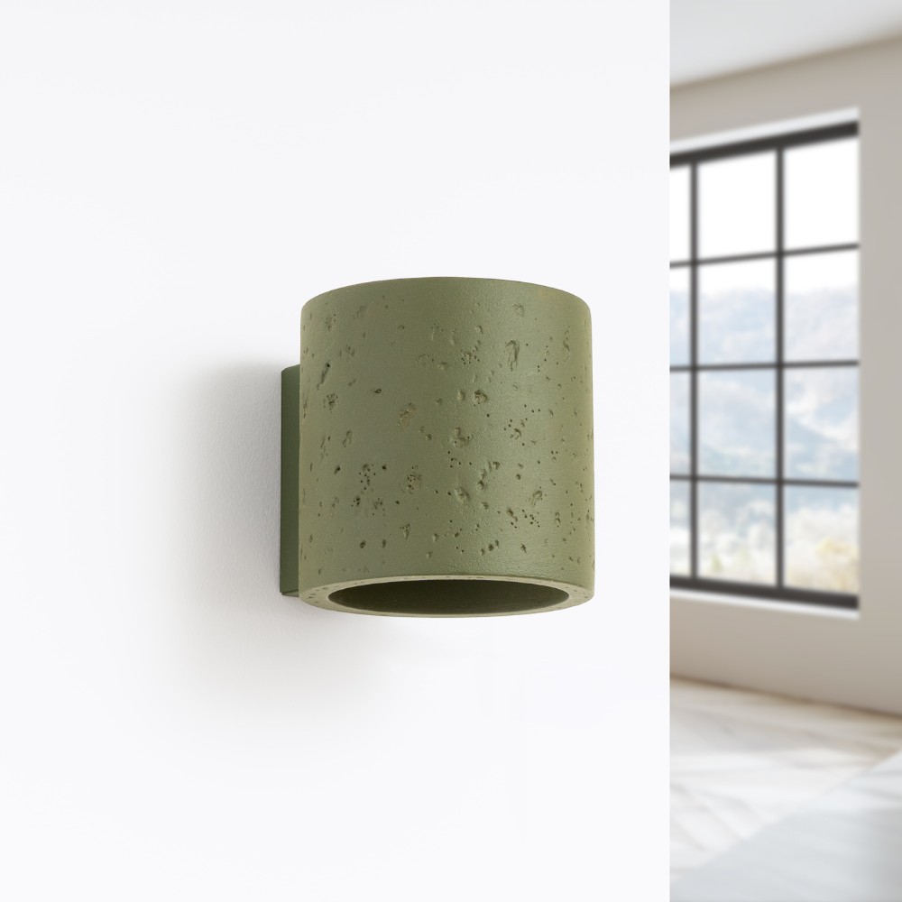 Moderne Wandleuchte aus Beton in Beige oder Grün