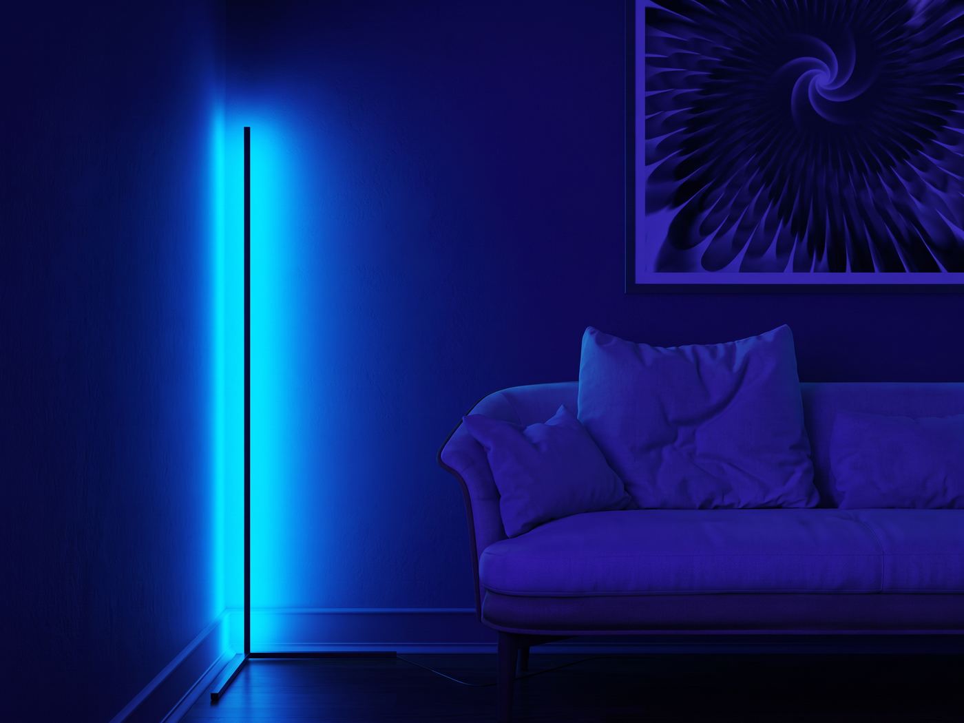 Smarte LED-Eck-Stehlampe mit App-Steuerung