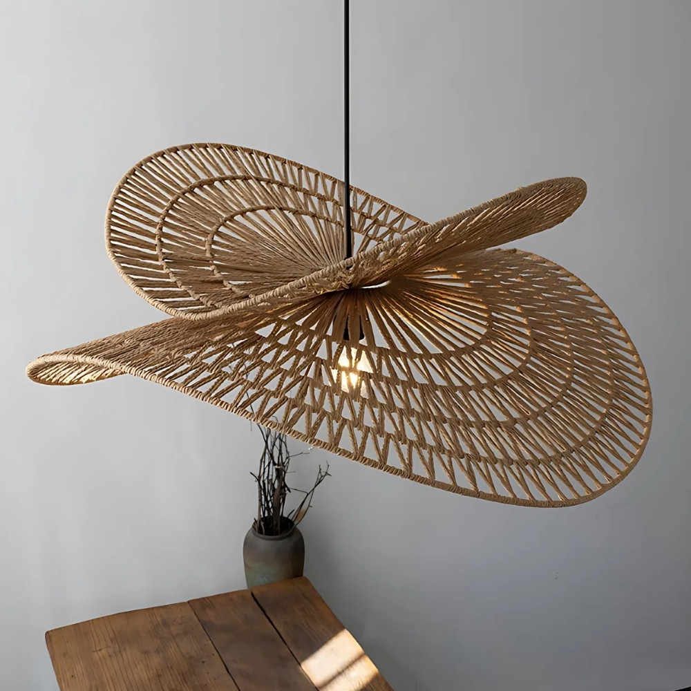Kronleuchter aus Rattan im Hut-Stil — Hauptansicht