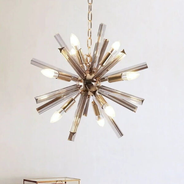 Sputnik-Kronleuchter mit Kristallröhren