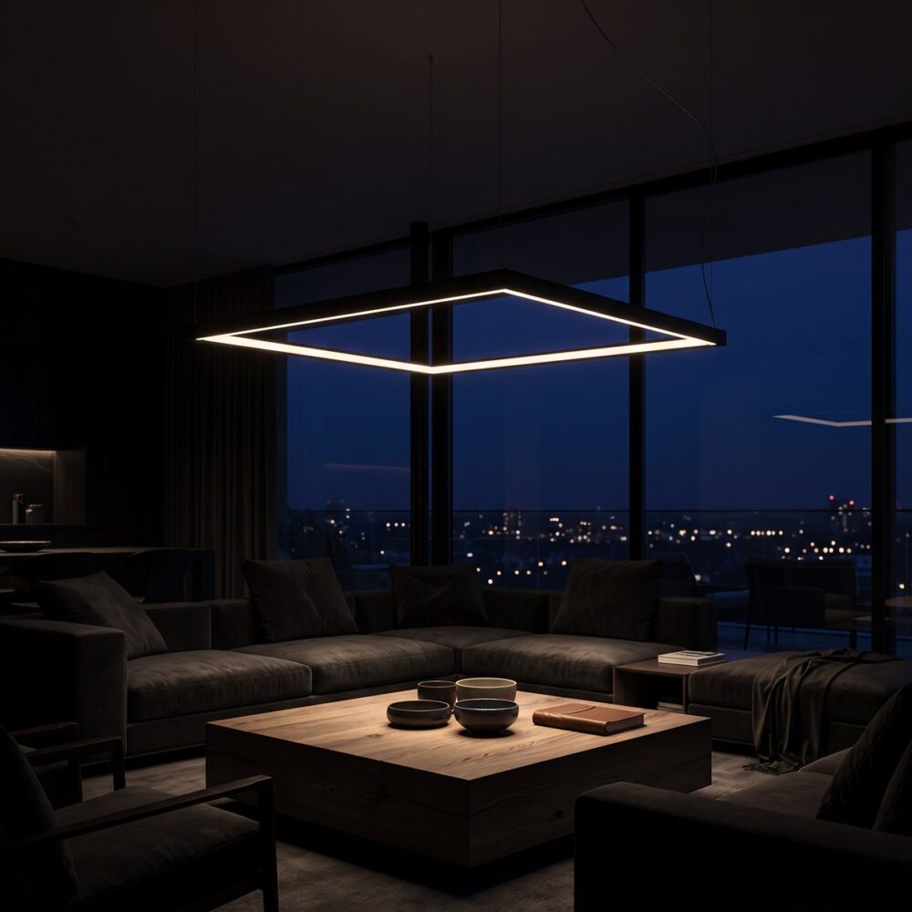 Kronleuchter quadratischer LED-Rahmen, 110 x 110 cm