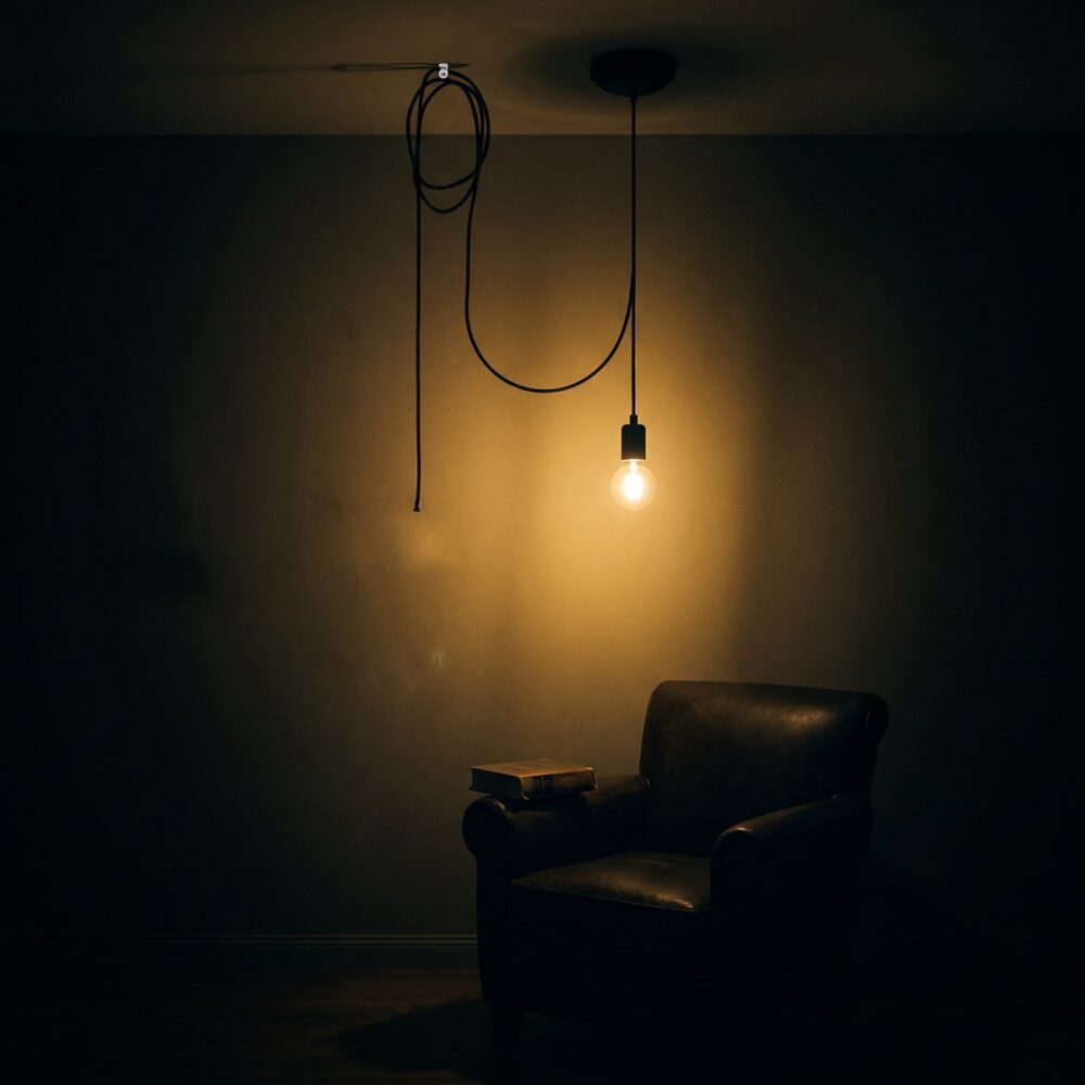 Pendelleuchte Lampe an schwarzem Textilkabel