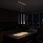 Pendelleuchte 5 Lichtstäbe auf Leiste