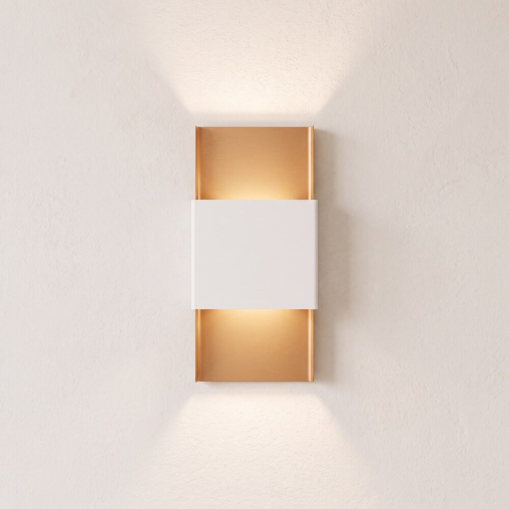 Design-Wandleuchte mit Doppellichtstrahl aus goldenem Metall