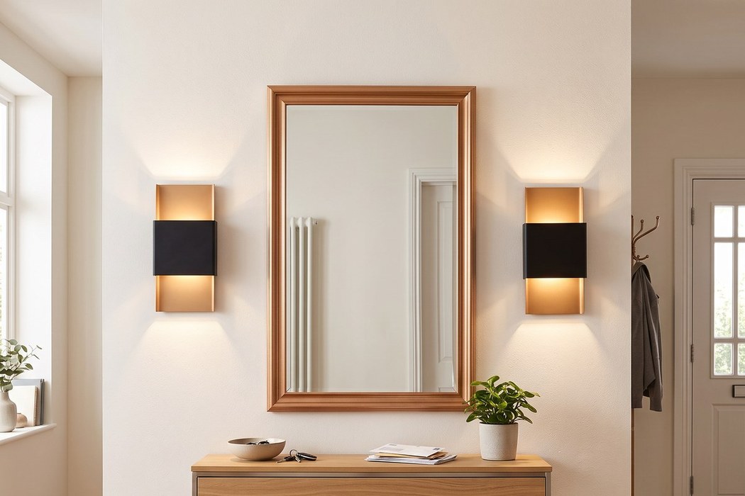 Design-Wandleuchte mit Doppellichtstrahl aus goldenem Metall