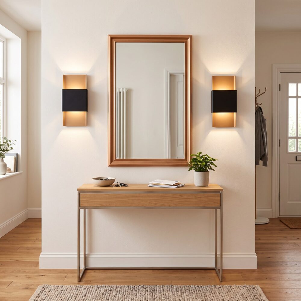 Design-Wandleuchte mit Doppellichtstrahl aus goldenem Metall