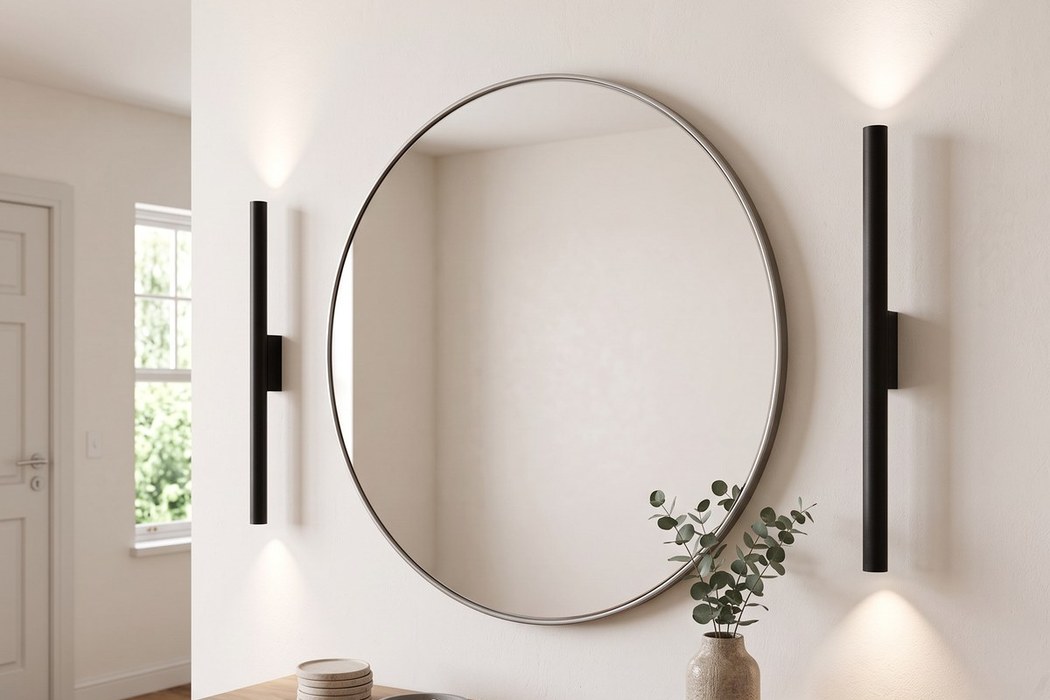 Schmale und elegante Designer-Wandleuchte aus Metall