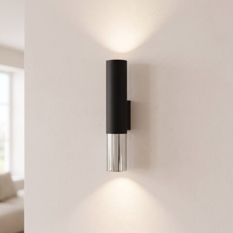 Design-Wandleuchte aus schwarzem Stahl