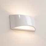 Zweistrahlige Wandleuchte aus weißer, glänzender Keramik