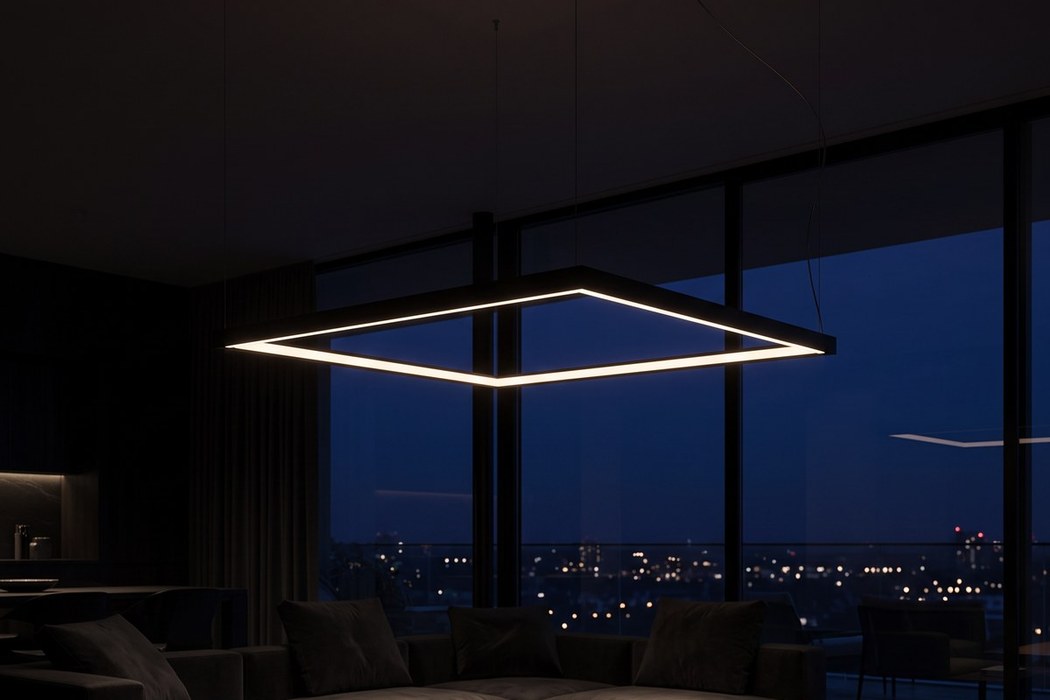 Kronleuchter quadratischer LED-Rahmen, 110 x 110 cm