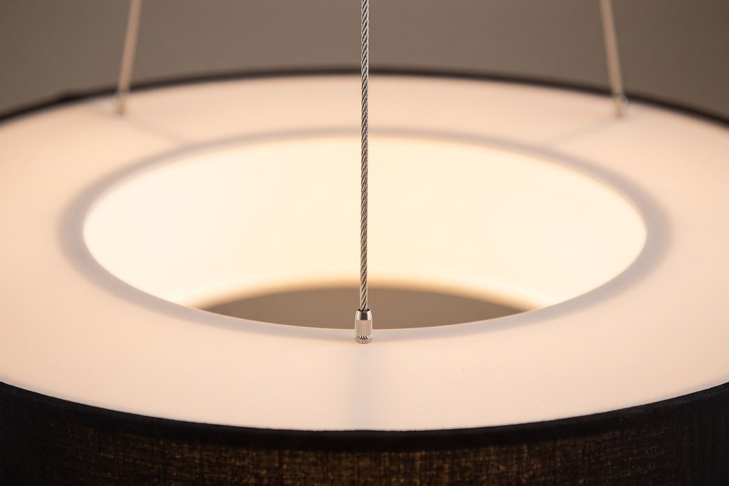 Ring-Pendelleuchte aus schwarzem Stoff, 90 cm