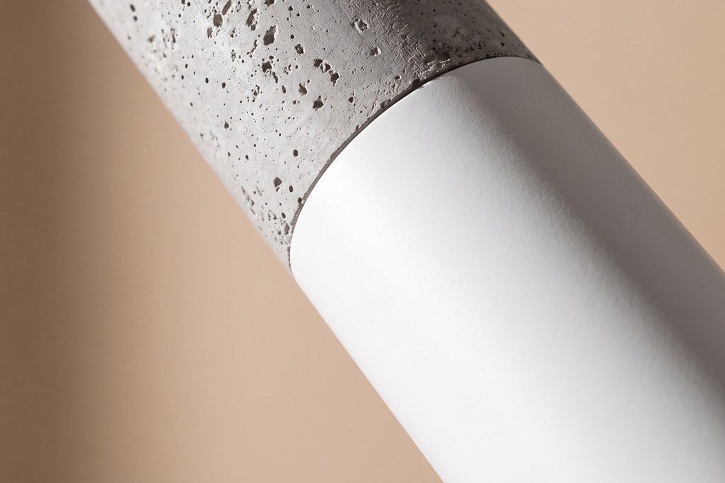 Pendelleuchte 2 Röhren aus Beton und Metall