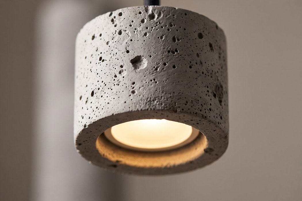 Pendelleuchte 2 Röhren aus Beton