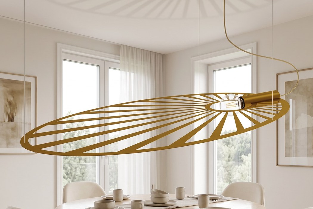 Pendelleuchte Blatt aus durchbrochenem Metall, 110 cm