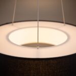 Ring-Pendelleuchte aus schwarzem Stoff, 90 cm