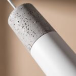 Pendelleuchte 2 Röhren aus Beton und Metall