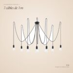 Pendelleuchte Spinne 7 Lampen mit schwarzen Textilkabeln