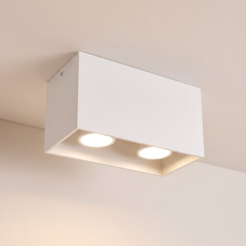 Rechteckiger Deckenspot mit 2 Lampen aus Aluminium