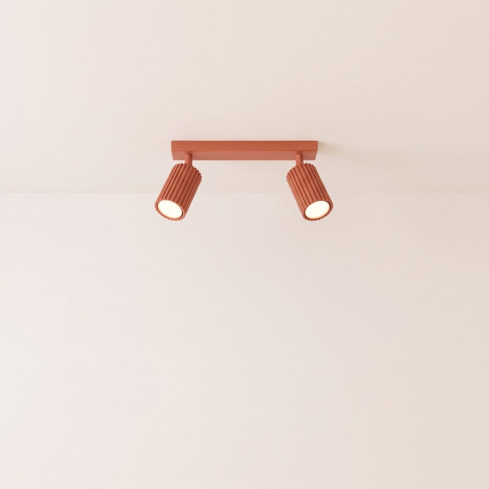 Design-Deckenkronleuchter mit Rillen und 2 verstellbaren Spots