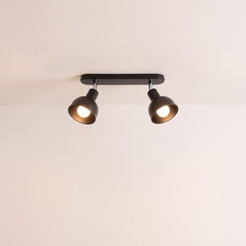 Schwarze Deckenleuchte mit schwenkbaren Metallspots