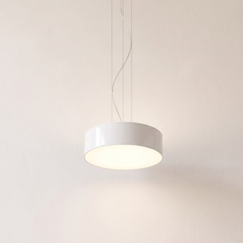 Runde Trommel-Pendelleuchte aus PVC, minimalistisches Design