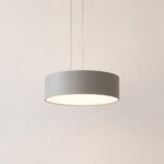 Graue Trommel-Pendelleuchte aus PVC mit 3 Lampen